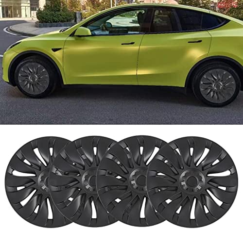 4 Stück Model Y Radabdeckung, 19 Zoll Radkappen, Vollständig Umwickelte Felgenschutzabdeckung, Ersatz Radkappen, Außenzubehör, Leistungssteigerung für Modell Y 2020 Bis 2023
