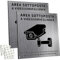 Cartello Area Videosorvegliata Alluminio con Avviso GDPR, 2 Pezzi Cartello 15x15cm, Fori Preforati, Spazzolato, Impermeabile, per Casa e Negozio, Interno ed Esterno