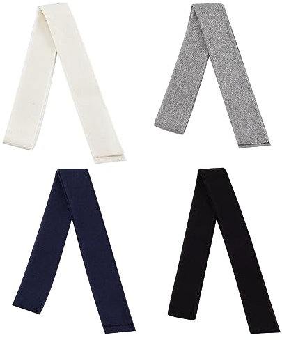 BENECREAT 4 Farben Elastisches Faserrippengewebe, Schwarz Weiß Grau Blau Streifenmuster Kantenbesatz Rippstoff Für Manschetten, Bund Ausschnitt Kragenbesatz, 75~83x3.3~3.6cm