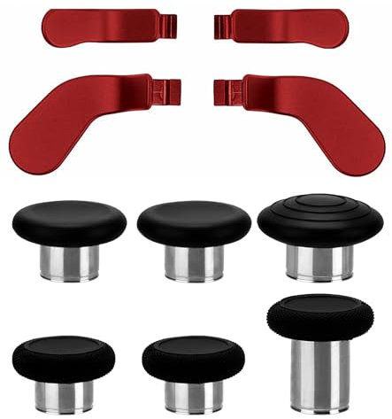 Ceozon Replacement Thumb Grips Back Paddles 10 in 1 Metal Stainless Steel Thumbsticks Back Buttons Joysticks Parts Repair Accessories Kit for Xbox One Elite Controller Series 2 Xbox One Elite (Red)