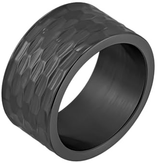 HIJONES Herren Edelstahl Ring 12mm Pipe Cut Statement Daumen Finger Ringe Comfort Fit