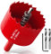 Yeepeo Lochsäge 55mm, Universal HSS M42 Bi-Metall Lochsägen, Lochkreissäge mit Sechskant-Schaft und Bohrer Lochbohrer Set Bohrkrone für Holz, Rigips, Trockenbau, Kunststoffe, 1 Stück Rot