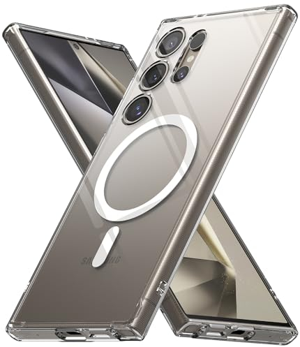 Ringke Fusion Magnetic Case Kompatibel mit Samsung Galaxy S24 Ultra Hülle, Kompatibel mit MagSafe, Weich TPU Rahmen Kratzfest Hart PC Anti-Gelb Transparente Handyhülle - Clear