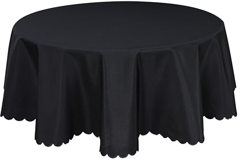 Qualitäts Tischdecke Tischtuch Textil Rund 140 cm, Tischwäsche, Schwarz