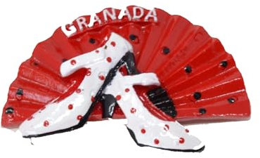 Granada Abanico - Imán de Nevera de diseño Flamenco, Recuerdo de la Ciudad de Granada,