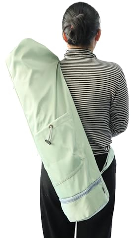 VLFit Sac Yoga Tapis Rangement pour Tapis de Yoga Sac de Yoga Sac pour Tapis de Sport Séparation Humide et Sèche Ochette à Cordon pour Bouteille d'eau et Poches Latérales Zippées (Vert)