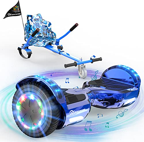EVERCROSS 6,5 Hoverboards mit Sitz, Self Balance Scooter mit Bluetooth & LED, Hover Board mit Hoverkart mit 4Ah Batterie für Kinder Jügen Erwachsen