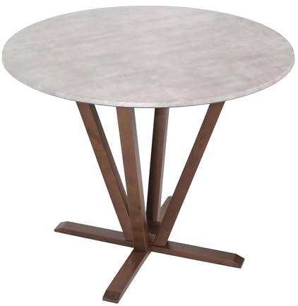 Mendler Bistrotisch HWC-M56, Tisch Esstisch, Massiv-Holz HPL Laminat Melamin Ø92cm, Beton-Optik, braunes Gestell