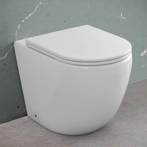 Wc filomuro con risciacquo a vortice e copriwc soft-close, sistema di scarico universale a parete o a terra, serie TAO
