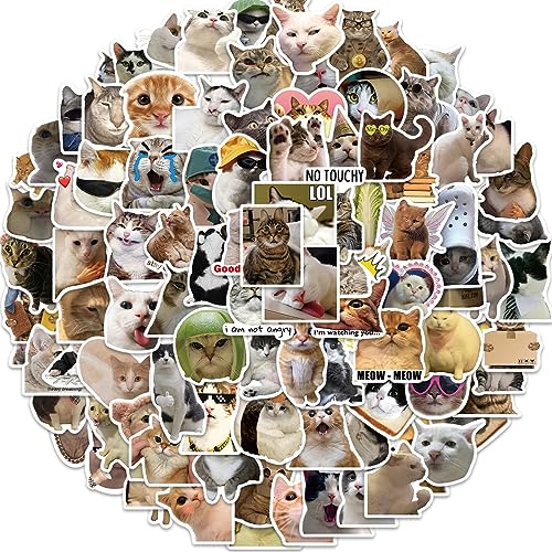 AUCEKO 100 Stück Katze Aufkleber Pack Cat Sticker Set wasserdichte Vinyl Sticker für Laptop Kinder Autos Motorrad Fahrrad Skateboard Gepäck Koffer Computer Aufkleber Graffiti Decal