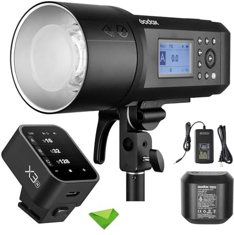 Godox AD600Pro Flash extérieur 600Ws TTL + déclencheur de Flash Godox X3-N, Batterie 2,4G 1/8000s 2600mAh 360 flashs Pleine Puissance, Recyclage 0,01-0,9s pour appareils Photo Nikon