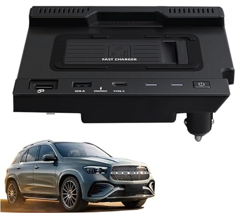 ASHOIH Car Wireless Charger for Mercedes-Benz A-Class/GLA/GLB/CLA/AMG/B-Class(2020 2021 2022 2023),for Any Qi-enabled Phone,with USB Port Anti-slip Mat