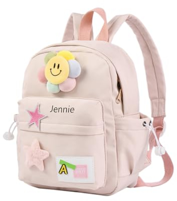 Lam Hub Fong Personalisierte Kinderrucksack Schultasche mit Namen Kleinkinder Kindergarten Rucksack Niedliche Rucksack für Jungen und MädchenGeschenk für Kinder (rosa)