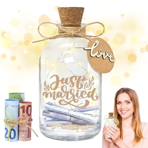 LED Flaschenlicht Hochzeit, Hochzeit Beleuchtete Flasche mit Korken, Hochzeit Flasche Lampe, Hochzeit Geld Leuchtflasche, Hochzeitsgeschenke Geld Leuchtflasche, für Brautpaar und schmücken