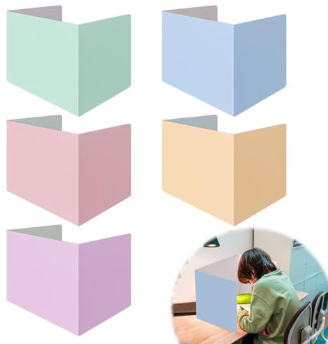 KLEHOPE 5er-Set Trennwand für Schreibtisch, Faltbare Sichtschutz Trennwand für Lernbüros, Klassenzimmer, Büros oder Bibliotheken