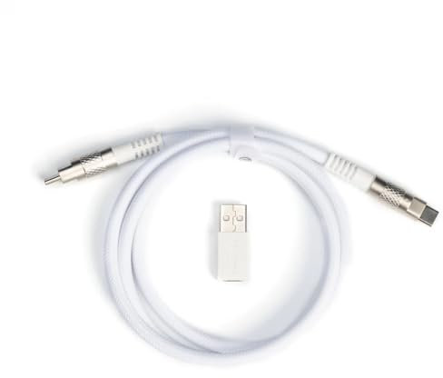 Keychron Kabel für mechanische Tastatur Typ-C + Typ-A zu Typ-C Adapter, Doppelmantel Geek, 100cm - Weiß