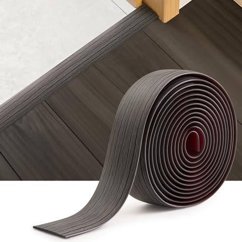 INMOZATA 2M Self Adhesive Vinyl Flooring Threshold Transition Strip,Flat Laminate Profile Flooring Edge Trim Strip,Floor Strip Floor Flat Divider Strip for Joining Floor Gaps(4cm,Dark Grey)