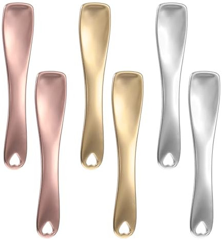 6 Pack Make up Spatula Metal Cosmetic Spatula for Skincare, Mini Cosmetic Scoops Reusable Face Mask Applicator for Facial Mask Cream Moisturizers Lotions