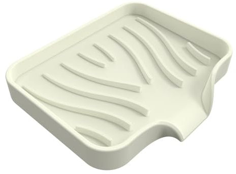 Portasapone in silicone beige, antiscivolo con drenaggio, per bagno e lavandino