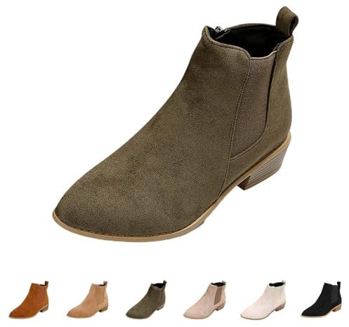 riou Stivali da Donna Casuale Stivaletti Tacco Medio Stivaletto Invernali Stivaletti Neve Tacco Stivali Donna Gambale Curvy Pianta Larga Comoda Chiusura Fodera Calda Suola Interna