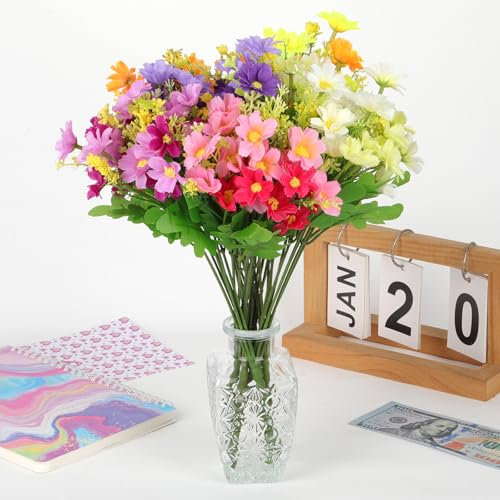 QOEOTUY Fiori Finti per Cimitero - 6 Pezzi Fiori Finti per Decorazioni, Resistenti ai Raggi UV, Non Sbiadiscono - Fiori Artificiali per Esterni e Interni, Giardino, Decorazione di Matrimonio