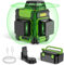 Laser Level 360 Green, Huepar 3D Lazer Level Self-Leveling 12 Lines Cross Line Lazer Leveler Three-Plane Leveling with Pulse Mode, Rechargeable Li-ion Battery, Magnetic Bracket, Hard Carry Case