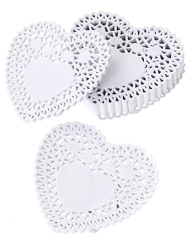 Zerodeko 250-teiliges Papierdeckchen-set Spitzendeckchen Für Lebensmittel Tischdekoration Für Hochzeiten Herzförmige Deckchen Für Kuchen Und Desserts