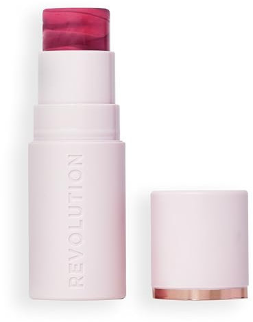Revolution Skin Silk Blush Stick - Aufbauende Farbe für Wangen, Augen und Lippen - Creme-zu-Puder-Formel - Vegan & Cruelty-Free - Berry Flush - 4,5 g