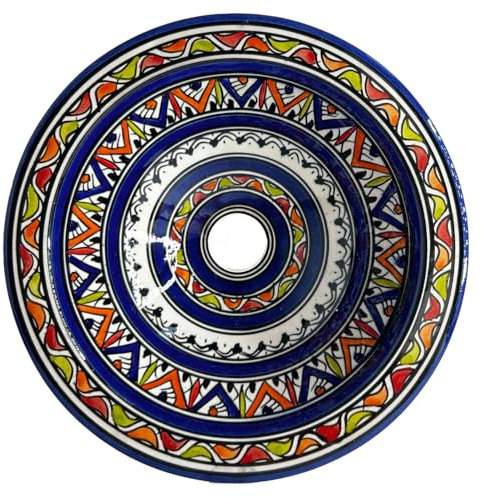 Lavabo étnico de cerámica de terracota marroquí - Elegancia artesanal para cualquier estilo de baño 1601251109 Túnez Turquía étnico del mundo