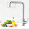 XWIHTR Grifo mezclador monomando para fregadero, grifo de acero inoxidable para cocina caliente y fría de 360°, antigoteo con grifo para fregadero vegetal mudo (cepillado-h)