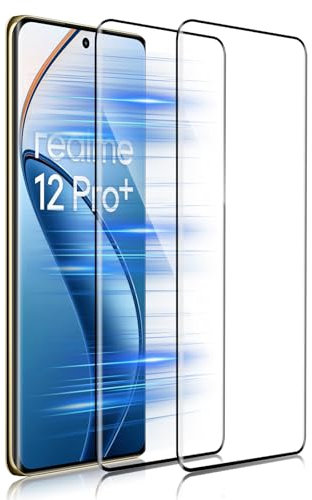 HidWee Compatible con Realme 12 Pro 5G/12 Pro+ 5G/12 Pro Plus 5G Protector de Pantalla, 2 Piezas Vidrio Cristal Templado [3D Cubierta de Pegamento Completo], Fullglue Anti-caída 9H Dureza HD