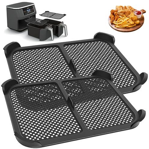 Sehawei Grille Anti Projection pour Ninja Foodi AF300EU, 2 Pcs Réutilisable Accessoires Air Fryer Moule Silicone Air Fryer pour Prévient Eclaboussures Graisse(Noir)