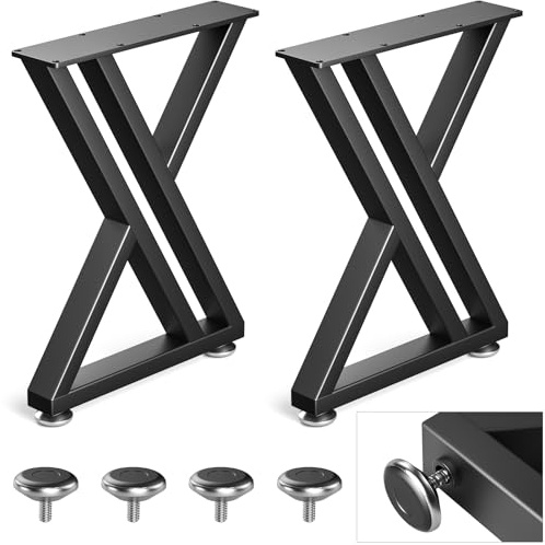 Likapop 28 Metal Coffee Table Legs, Y-Type Set of 2, 71 cm H x 45 cm W | Black, Heavy Gauge Steel, Rust-Resistant Coating, Non-Slip Floor Protectors, 800lb Load Capacity, for Living Room, Workbench