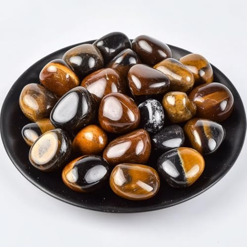 SigMntun Tigerauge Trommelsteine 1.5 cm, 170 g – polierte Edelsteine, natürliche Kristalle & Heilsteine, Halbedelsteine, bunte Glückssteine für Chakra, Deko & Mineralien Set
