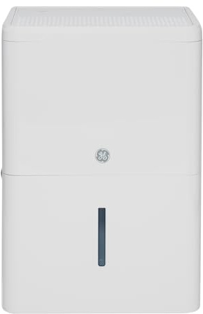 GE Smart Portable Dehumidifier w/WiFi for Basement, Bedroom, Bathroom, Garage, Large Rooms up to 4500 Sq Ft, 50Pint w/Removable Bucket & Continuous Drain Connect for Auto/Manual Drainage
