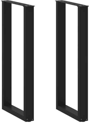QUAHEAS Bartischbeine U-Form, 2 STK. Schwarz, pulverbeschichteter Stahl, 50x100 cm, mit Nivellierfüßen, für Stehtisch, Robustes Metall-Möbelbein-Set