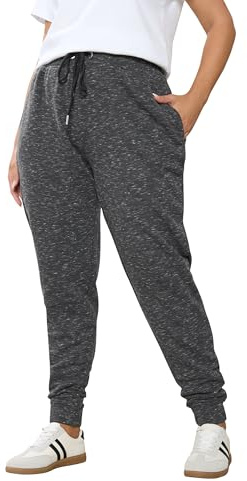 Yours Curve Grey Marl Cuffed Joggers - Women's - Plus Size Curve