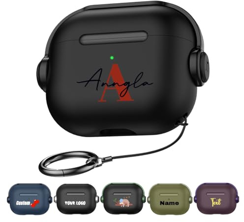 Schutzhülle mit individuellem Namen, kompatibel mit Airpods Pro 3 Gen 2025, personalisierte Hülle, passend für iPod 4, 3, 2, 1, personalisierbar, Buchstaben-Initiale, mit Schlüsselanhänger