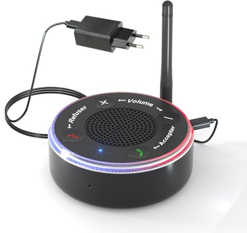110dB Amplificateur d'appel avec flash pour seniors et malentendants | Bluetooth, 3 modes, réponse directe depuis l'amplificateur