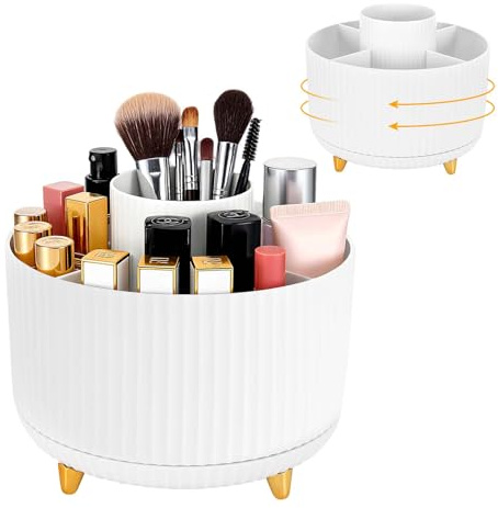 Organizador de Maquillaje Giratorio 360°, Almacenaje Maquillajes 5 Ranuras