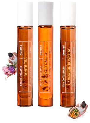 KORRES Duft Violen Essentials Set für Sie - Cashmere Kumquat, Midnight Dahlia, White Tea, ideal für unterwegs, vegan 3x10ml