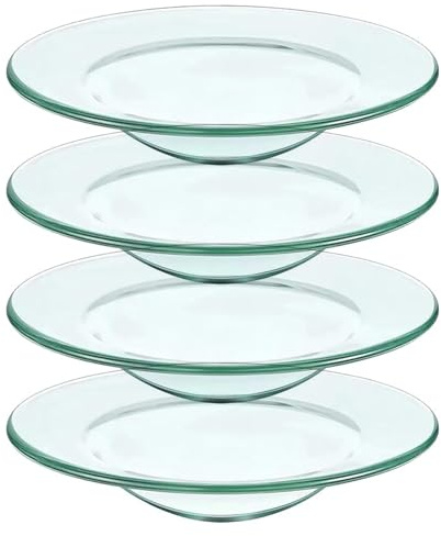 4 PCS Replacement Glass Dish for Oil Burner and Wax Melt Burner, Resistant Glass Dishes for Aromatherapy Lamp and Tart Warmer, Universal Fit, Durable & Heat-Resistant Glass - Perfect for Home & Office