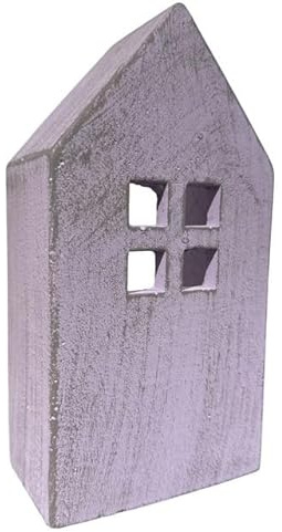 finehomegarden Lichterhaus Zement Haus violett11,5x7cm H22,5cm Deko Haus für Licht Teelichthaus für Wohnbereich Dekoration