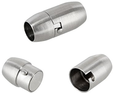 Auroris - ovaler magnetischer Bajonettverschluss aus Edelstahl matt-Optik - Loch 6mm, 5 Stück