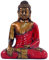 GURU SHOP Sitzender Buddha im Bhuimsparsha Mudra aus Recin - Rot, 30x24x12 cm, Buddhas
