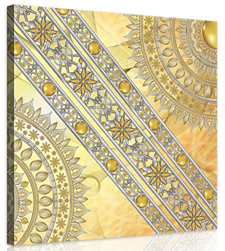 ForWall Bilder Canvas Mandala in Gold - O2 (80cm. x 80cm.) Leinwandbilder Wandbild AMFPP10118O2
