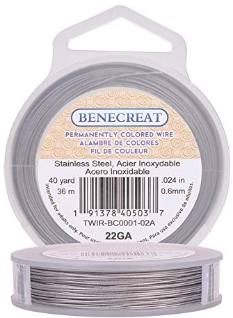 BENECREAT 36m 0.6mm Alambre de Acero Inoxidable Cable Metálico trenzado por 7 Hilos Accesorios de Manualidad para Diseño de Bisutería