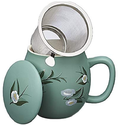 LA VIA DEL TE del te - Tetera de Porcelana con Filtro de Acero Inoxidable, 0,35 l, Camelia Celadon, Color Verde Mate