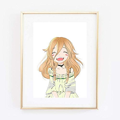 Din A4 Kunstdruck ungerahmt - Lachendes Manga Mädchen Fantasy Anime Japan Kawaii Druck Poster Bild