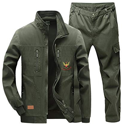 YJKJ Schweißerjacke, Jacke Arbeitsjacke, Armeegrün Mehrere Taschen Tragbar Verbrühungshemmend Flammhemmend Stark Und Robust,B,180